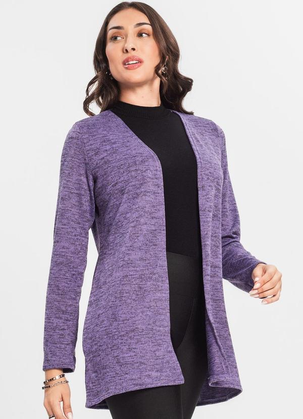 Vista 2 Cardigan Feminino Alongado Roxo INFINITA COR INFINITA COR