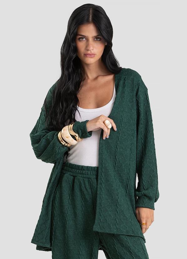 Cardigan Feminino em Malha Tricot Rustic Verde