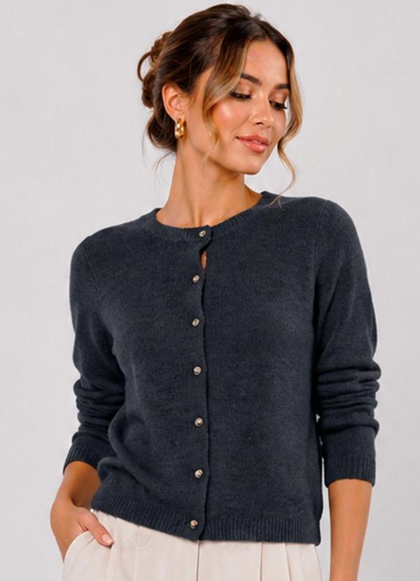 Cardigan Feminino em Tricot Cinza