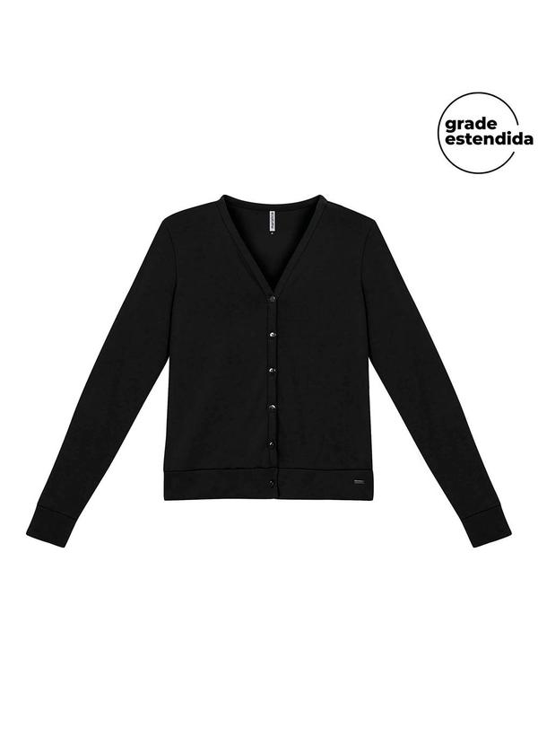 Vista 2 Cardigan Feminino Malha Tricô Clássico Preto Marialícia Marialícia