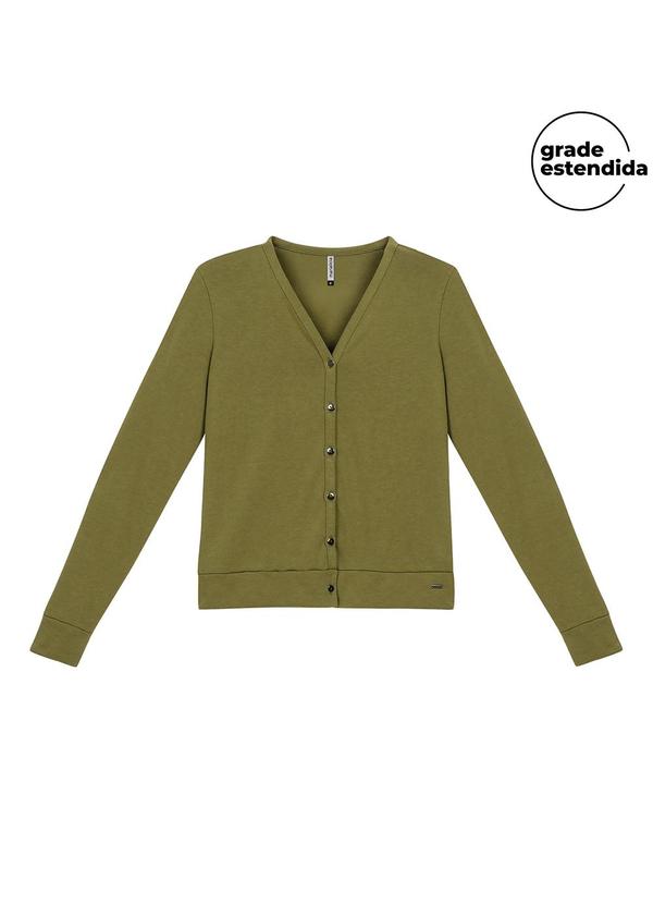 Vista 2 Cardigan Feminino Malha Tricô Clássico Verde Marialícia Marialícia