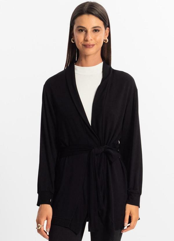 Vista 2 Cardigan Feminino Preto Rovitex Rovitex