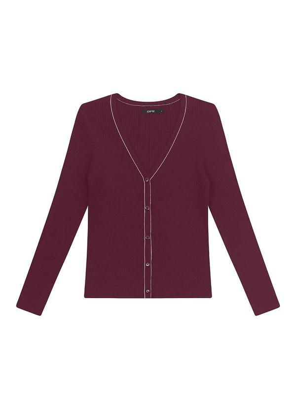 Cardigan Justo em Tricot Bordô