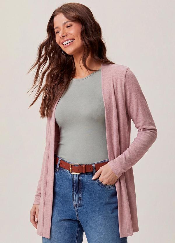 Cardigan Justo Térmico Rosê