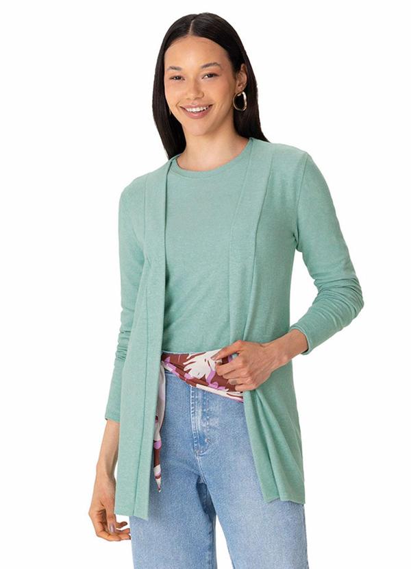 Cardigan Justo Térmico Verde Turquesa