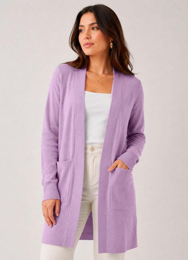 Vista 2 Cardigan Tricot Feminino Roxo Rovitex Rovitex