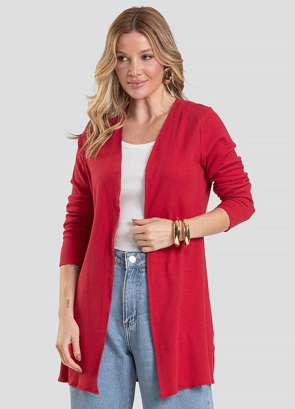 Vista 2 Cardigan Vermelho INFINITA COR INFINITA COR