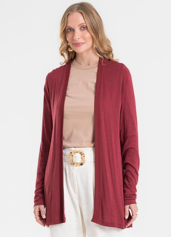 Cardigan Visco Tricot Básico Vermelho