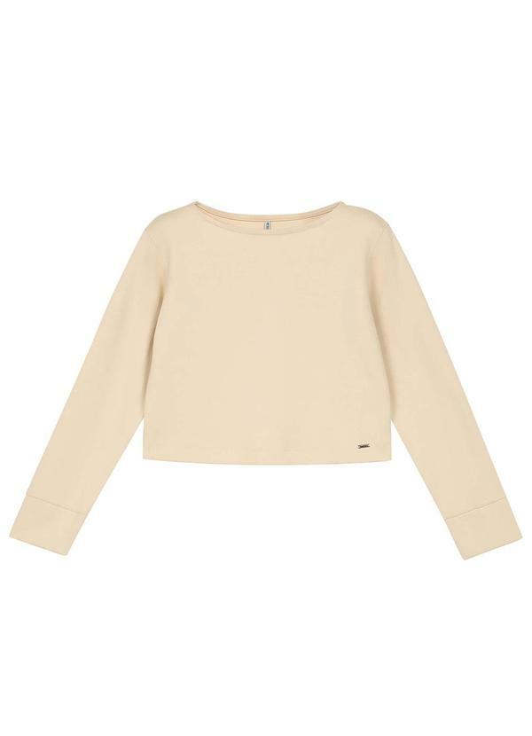 Blusa Feminina Manga Longa Moletom Bege