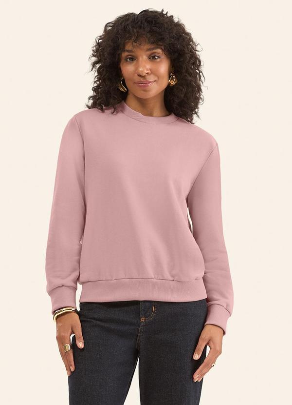 Blusão Básico Moletom Peluciado Rosa