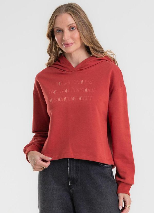 Blusão Cropped com Capuz Laranja