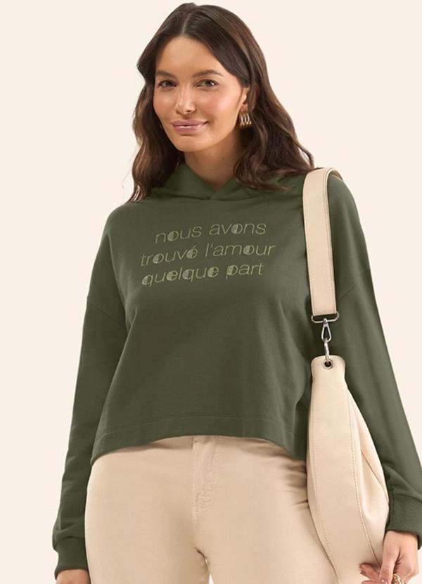 Blusão Cropped com Capuz Verde