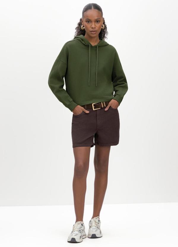 Blusão Cropped Feminino em Moletom Verde