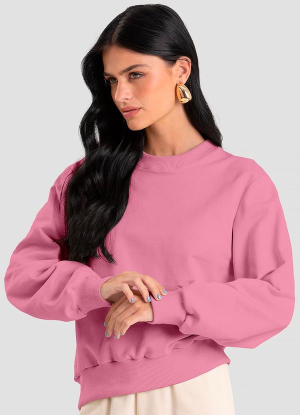 Blusão em Moletom Penteado Rosa