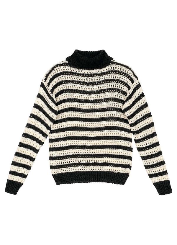 Blusão Tricot Feminino Gola Alta Preto