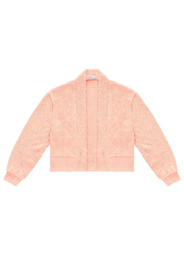 Vista 2 Cardigan Feminino Tricô Felpudo Rosa Endless Endless