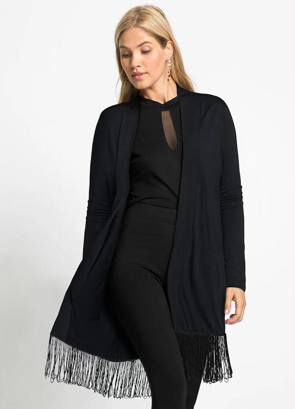 Vista 2 Cardigan Preto em Viscose com Elastano. bonprix bonprix