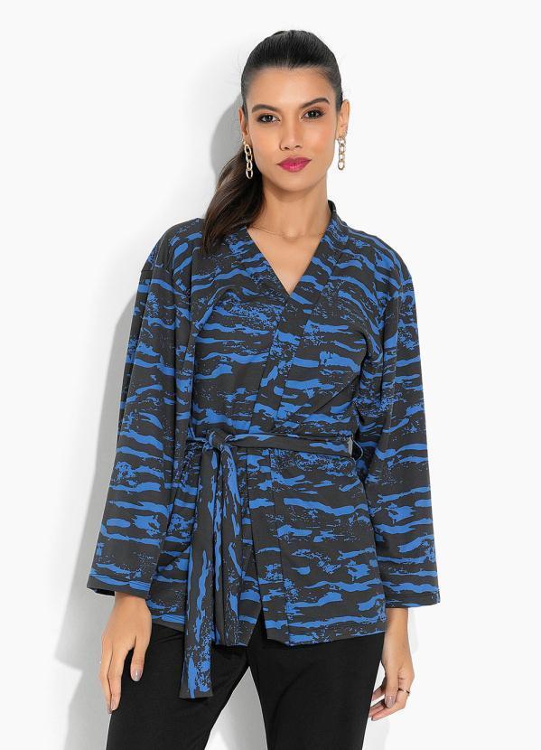 Casaco Camuflada Azul com Amarração e Transpasse