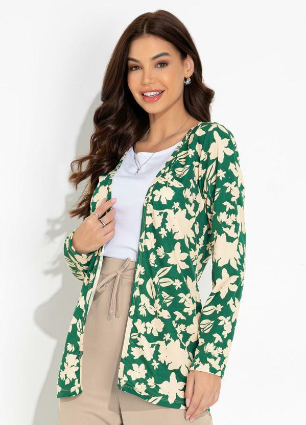 Casaco Floral Verde com Mangas Longas