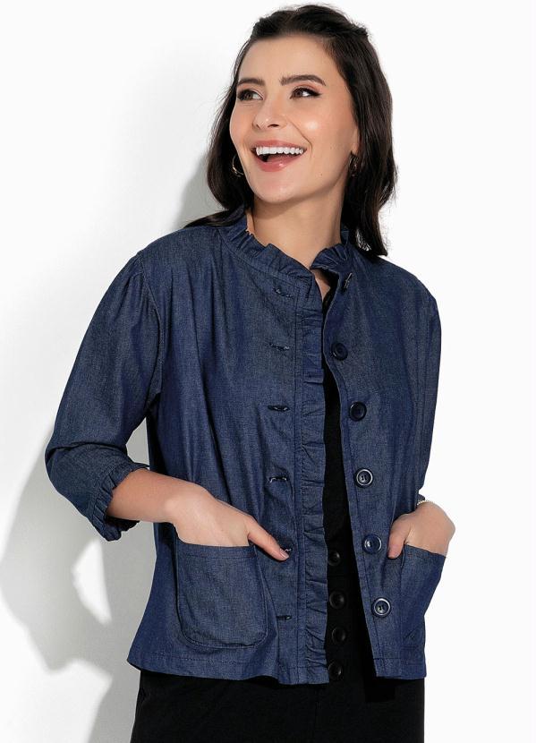 Casaco Jeans Azul com Babado