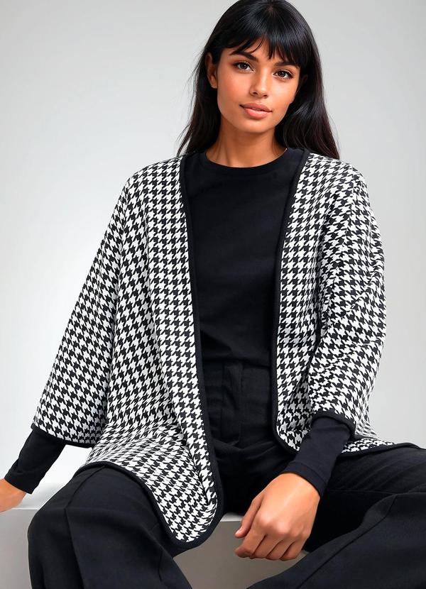Casaco Pied de Poule P&B em Malha de Viscose