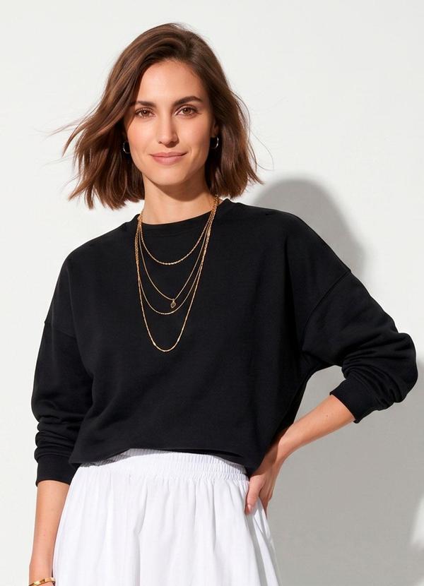 Casaco Preto Oversized Genderless em Moleton