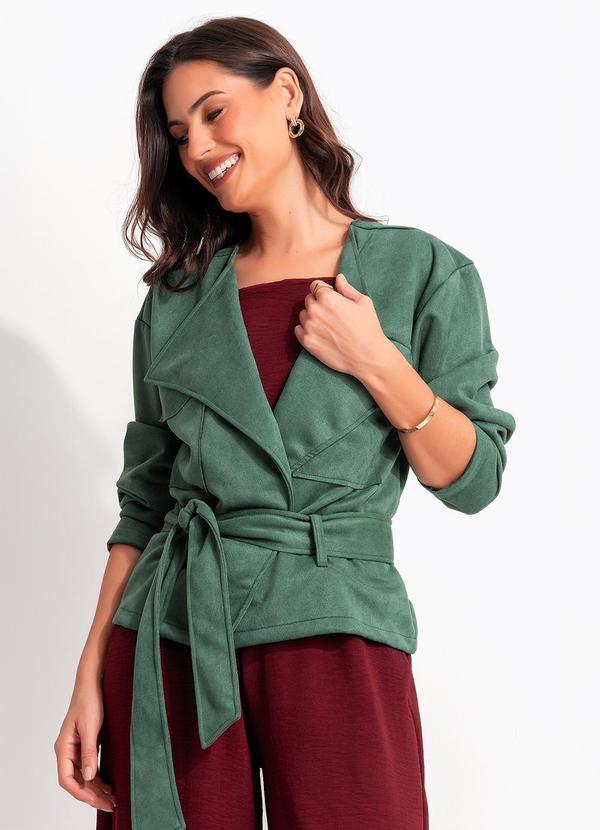 Casaco Verde em Malha Suede