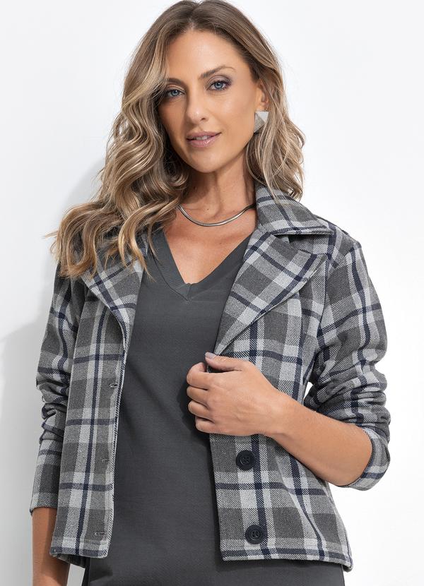 Casaco Xadrez Cinza em Tweed