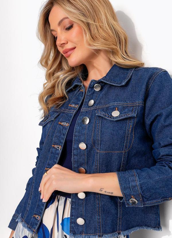 Jaqueta Azul Escuro em Jeans