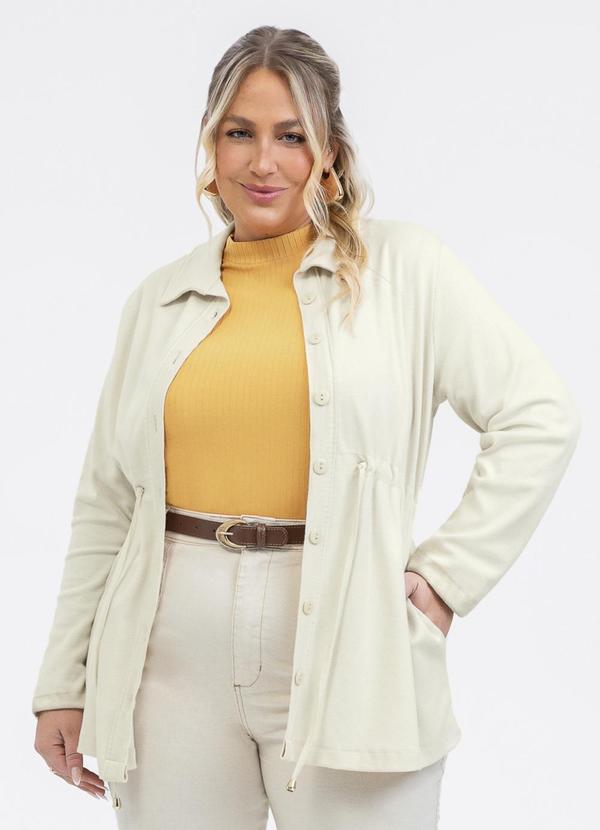 Parka em Tecido Texturizado Off White
