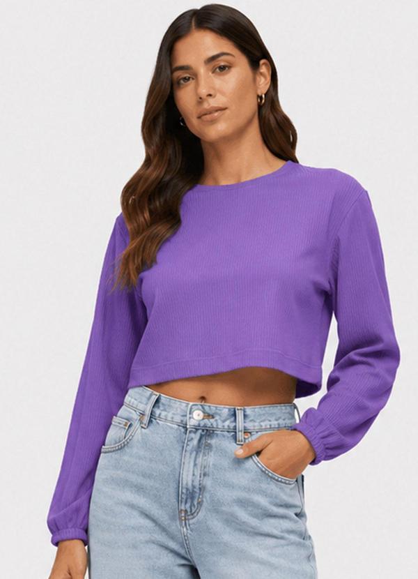 Blusão Feminino em Malha de Elastano Roxo