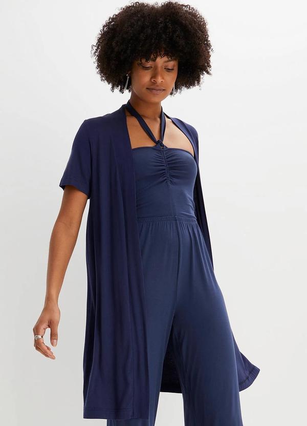 Vista 2 Cardigan Azul Marinho em Malha de Viscose bonprix bonprix
