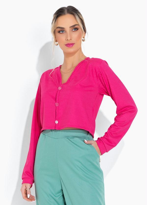 Casaco Pink com Mangas Longas e Botões