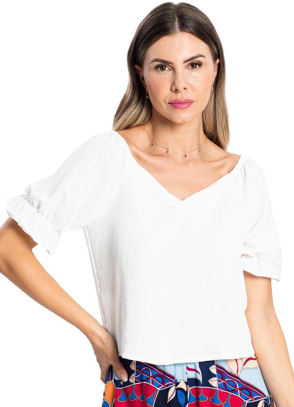 Blusa de Manga Bufante Feminina Bege