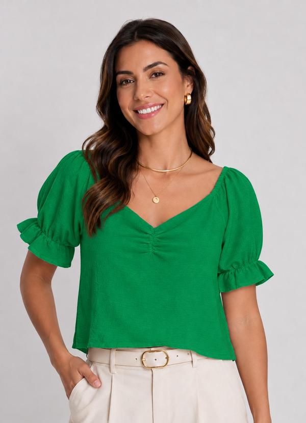 Blusa de Manga Bufante Feminina Verde