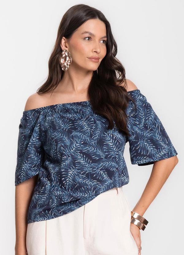 Vista 2 Blusa Feminina Ciganinha Azul INFINITA COR INFINITA COR