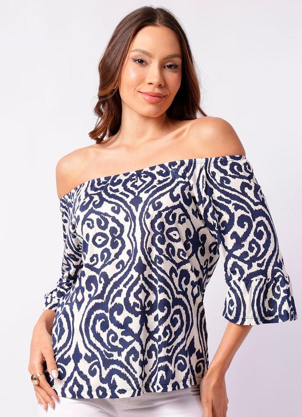 Blusa Feminina Ciganinha Viscose Marinho