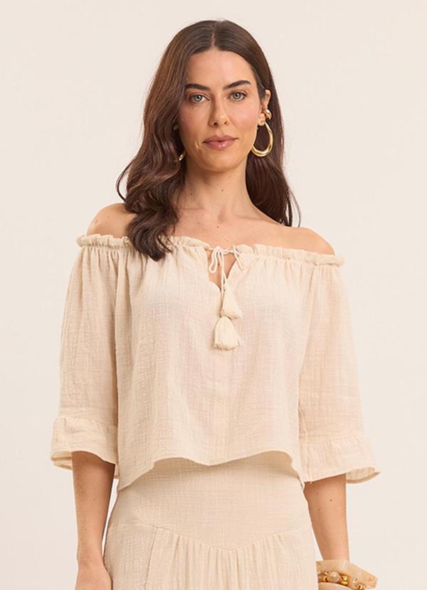 Vista 2 Blusa Nature Ciganinha Branco Doce Trama Doce Trama