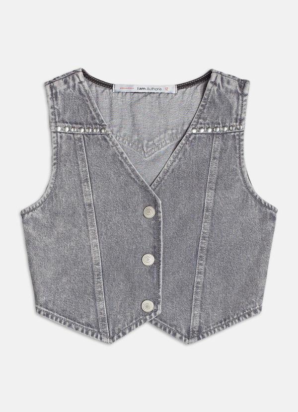 Colete Denim com Tachas Mescla