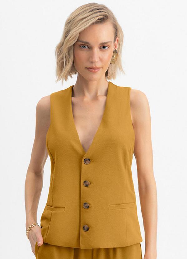 Colete Feminino em Flaks Amarelo