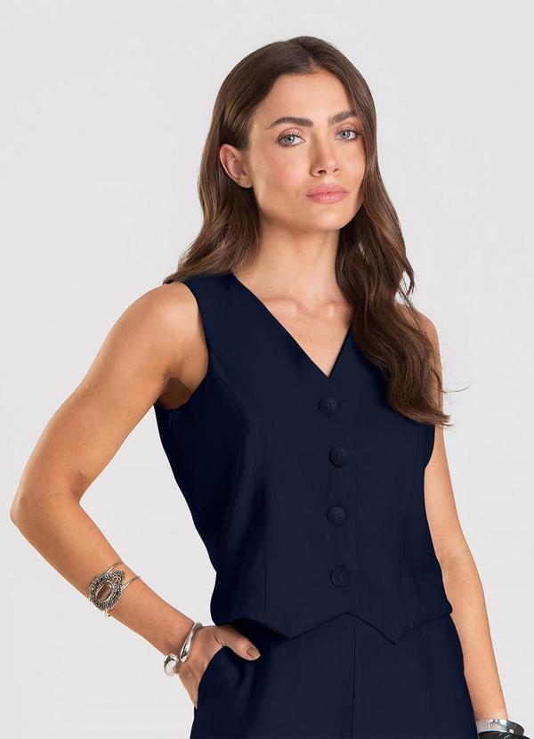 Colete Feminino em Tecido Alfaiataria Azul