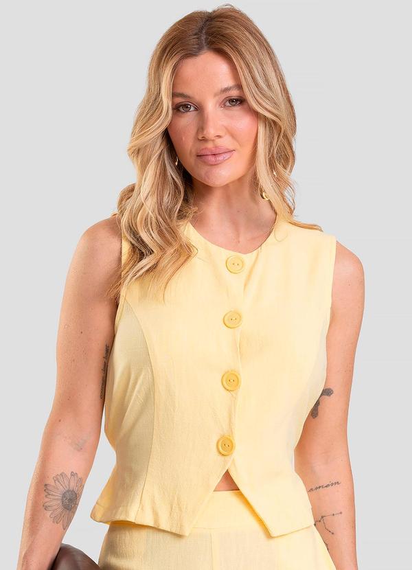 Colete Feminino em Tecido Linho Amarelo