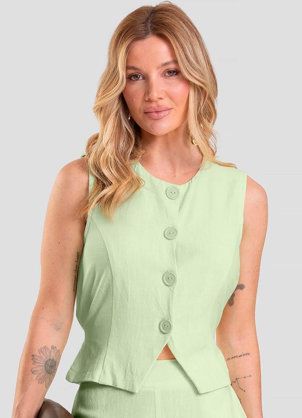 Colete Feminino em Tecido Linho Verde