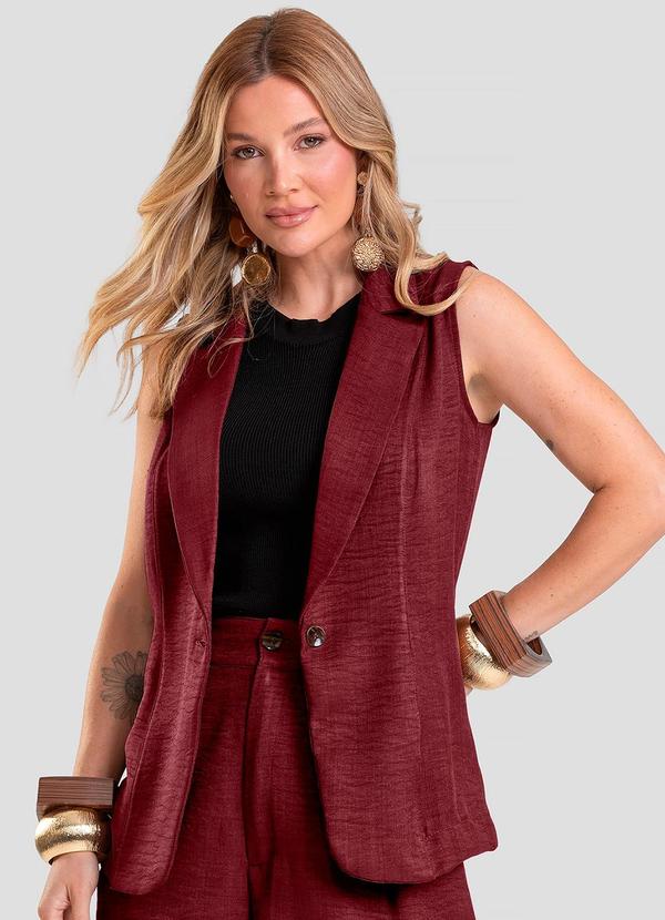 Colete Feminino em Tecido Poli Linho Vermelho