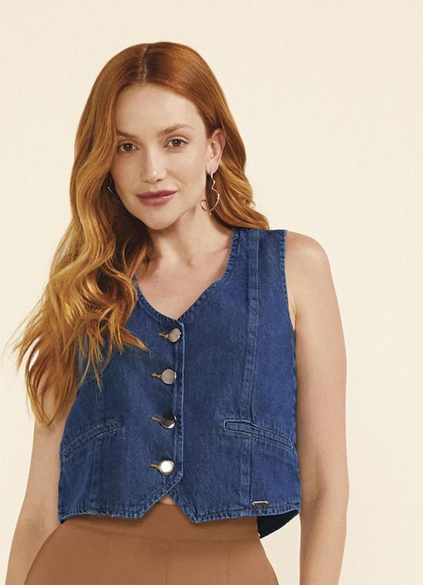 Colete Feminino Jeans Azul