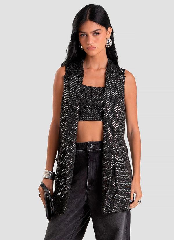 Colete Feminino Lantejoula Glow Preto