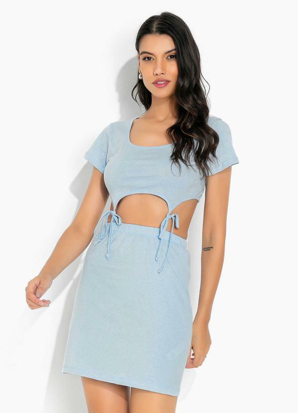 Vista 2 Conjunto Azul Claro com Amarrações Moda Pop Moda Pop