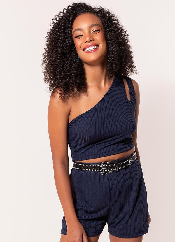 Vista 2 Conjunto Azul Marinho em Canelado Moda Pop Moda Pop