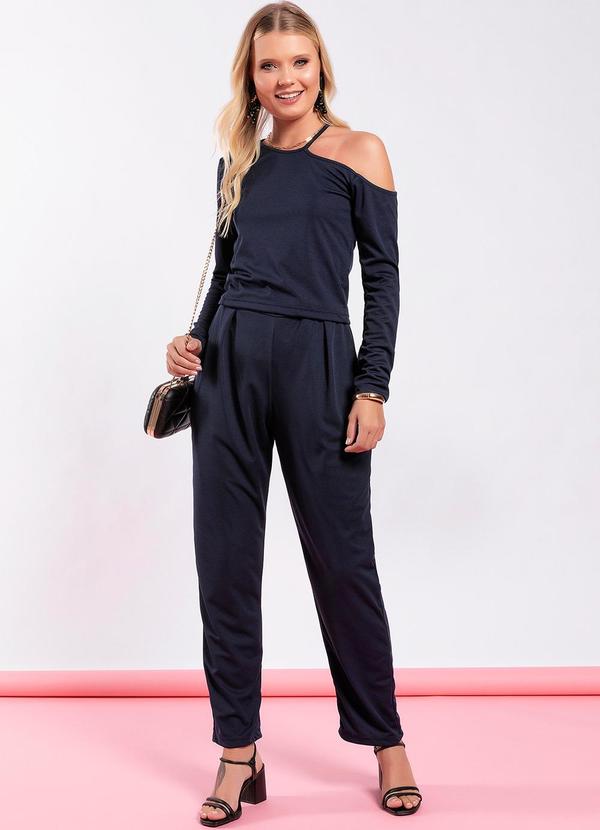 Conjunto Azul Marinho em Malha