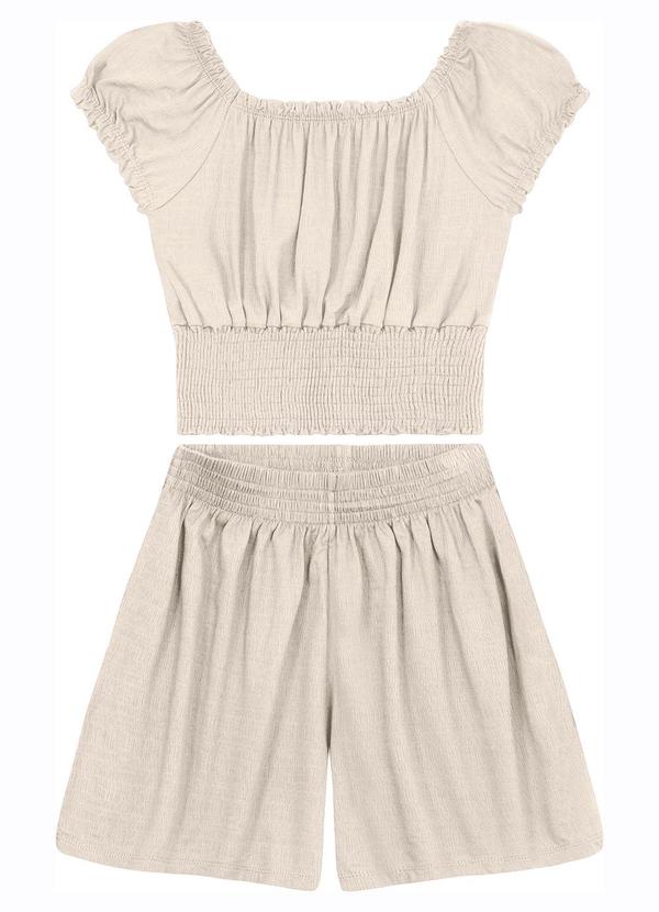 Vista 2 Conjunto Blusa com Shorts em Viscose Bege MINTY MINTY